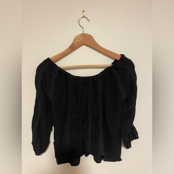 Forever 21 Peasant Black Blouse- light and flowy! - Picture 4 of 5